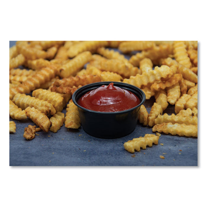 Conex Complements Portion Cups, 3.25oz, Black, 125/Sleeve, 20 Sleeves/Carton