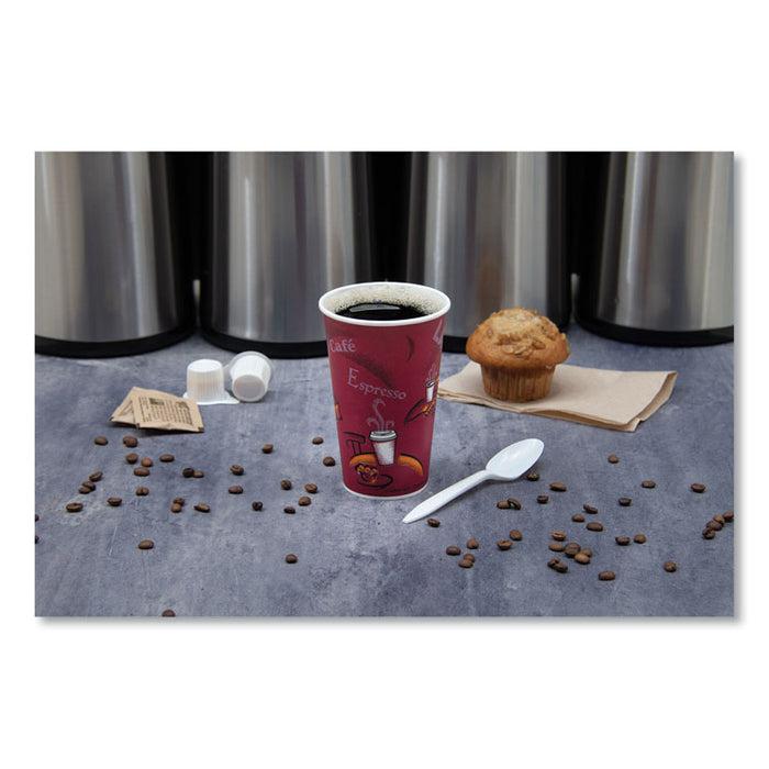 Polycoated Hot Paper Cups, 20 oz, Bistro Design, 600/Carton