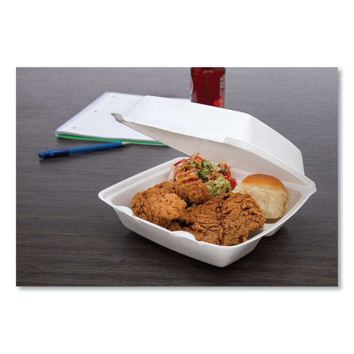 Foam Container, Hinged Lid, 3-Comp, 8 3/8 x 7 7/8 x 3 1/4, 200/Carton