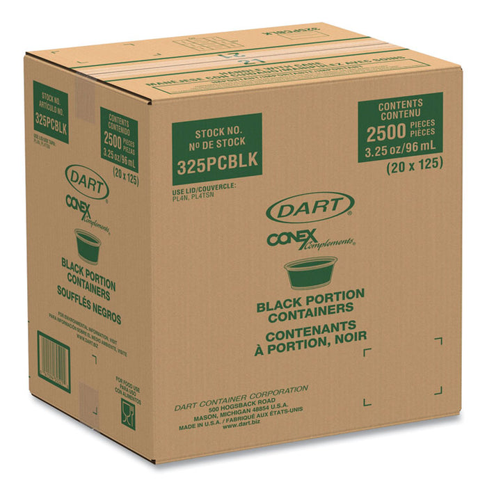 Conex Complements Portion Cups, 3.25oz, Black, 125/Sleeve, 20 Sleeves/Carton