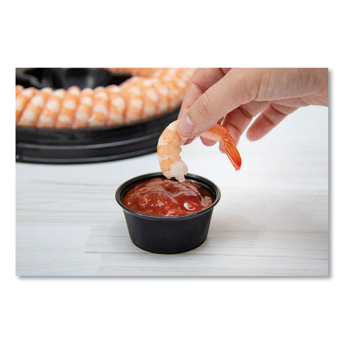 Conex Complements Portion Cups, 3.25oz, Black, 125/Sleeve, 20 Sleeves/Carton