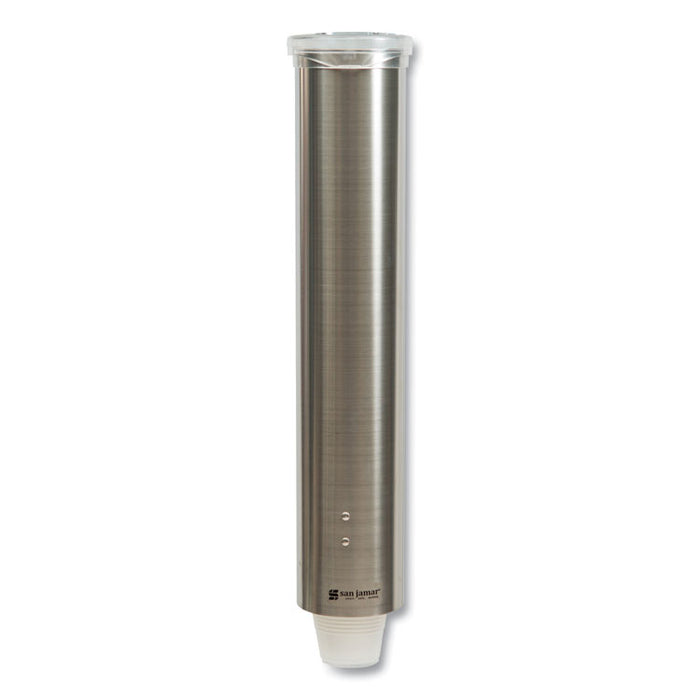 Small Pull-Type Water Cup Dispenser, For 5 oz Cups, Stainless Steel