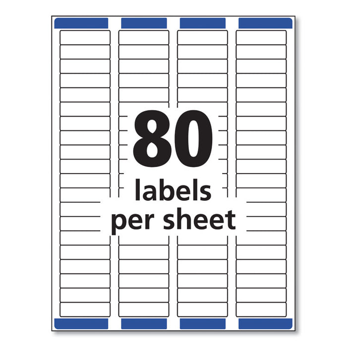 Easy Peel White Address Labels w/ Sure Feed Technology, Laser Printers, 0.5 x 1.75, White, 80/Sheet, 100 Sheets/Box