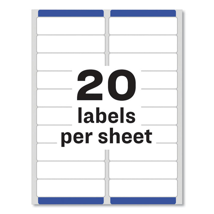 Easy Peel White Address Labels w/ Sure Feed Technology, Inkjet Printers, 1 x 4, White, 20/Sheet, 25 Sheets/Pack
