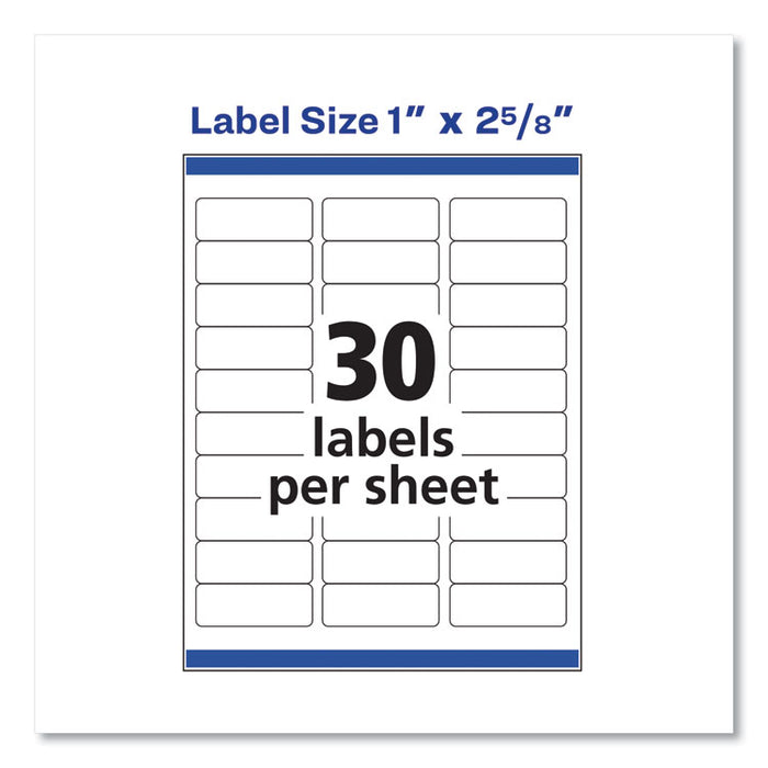 Easy Peel White Address Labels w/ Sure Feed Technology, Inkjet Printers, 1 x 2.63, White, 30/Sheet, 100 Sheets/Box
