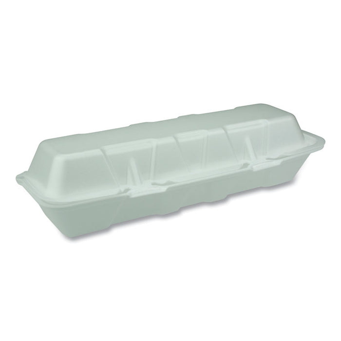 Foam Hinged Lid Containers, Dual Tab Lock Hoagie, 13 x 4 x 4, White, 250/Carton