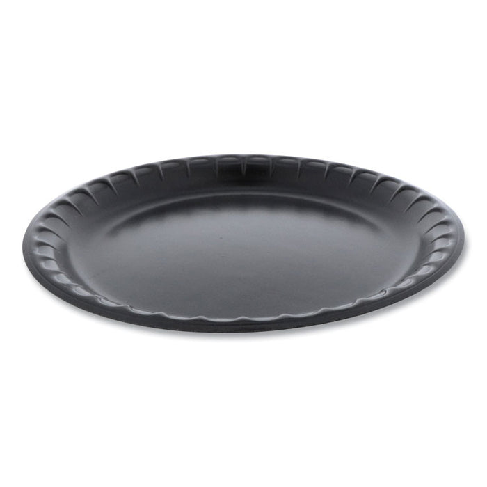 Placesetter Deluxe Laminated Foam Dinnerware, Plate, 10.25" dia, Black, 540/Carton
