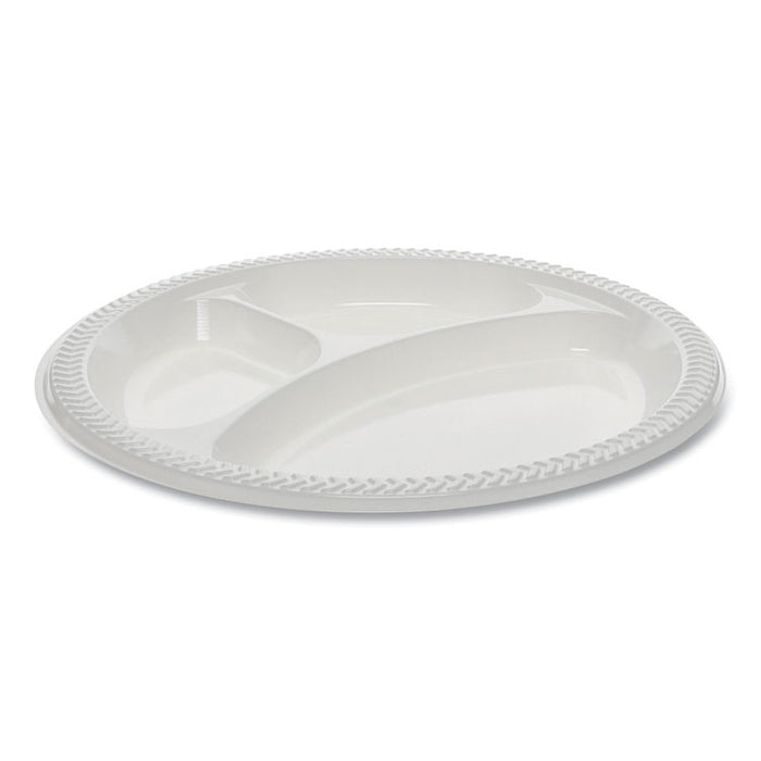 Meadoware® OPS Dinnerware, 3-Compartment Plate, 8.88" Diameter, White, 400/Carton