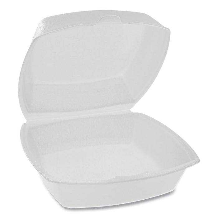 Foam Hinged Lid Containers, Single Tab Lock, 6.38 x 6.38 x 3, 1-Compartment, White, 500/Carton