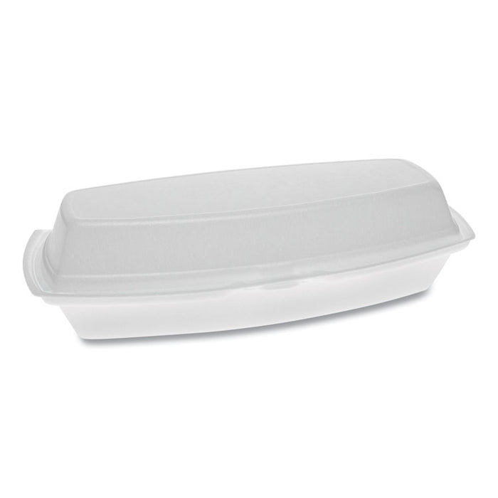 Foam Hinged Lid Container, Single Tab Lock Hot Dog, 7.25 x 3 x 2, White, 504/Carton