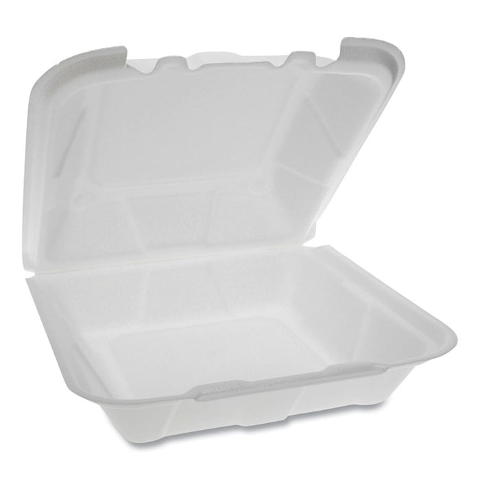 Foam Hinged Lid Containers, Dual Tab Lock, 9.13 x 9 x 3.25, 1-Compartment, White, 150/Carton