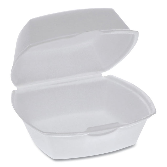 Foam Hinged Lid Containers, Single Tab Lock, 5.13 x 5.13 x 2.5, 1-Compartment, White, 500/Carton