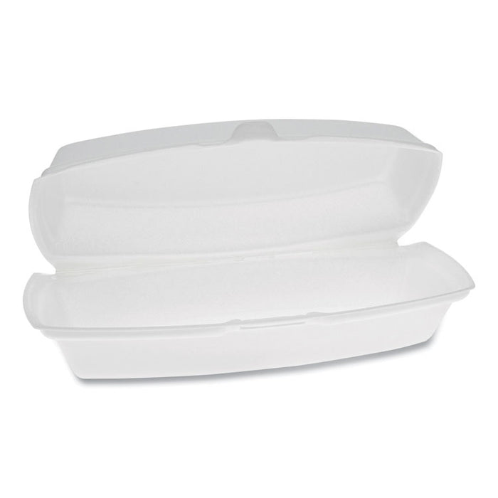 Foam Hinged Lid Container, Single Tab Lock Hot Dog, 7.25 x 3 x 2, White, 504/Carton