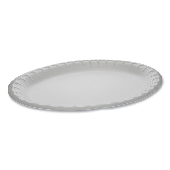 Placesetter Satin Non-Laminated Foam Dinnerware, Oval Platter, 11.5 x 8.5, White, 500/Carton