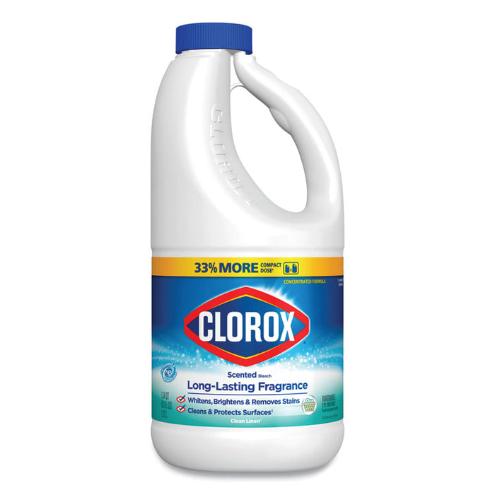 Regular Bleach with CloroMax Technology, Clean Linen Scent, 43 oz Bottle, 6/Carton