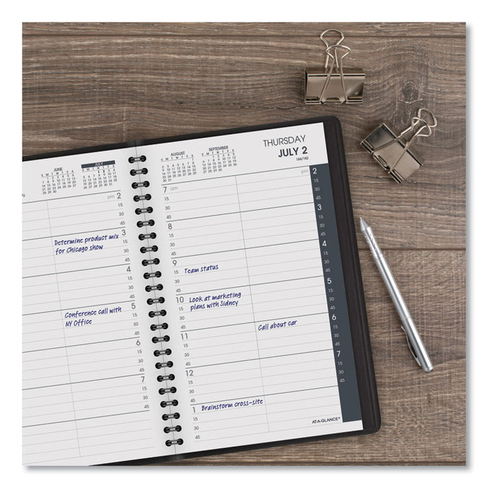 Daily Appointment Book with 15-Minute Appointments, 8 x 5, Black, 2020-2021