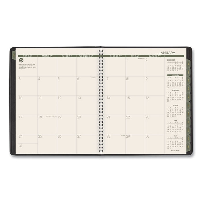Recycled Monthly Planner, 11 x 9, Black Cover, 13-Month (Jan to Jan): 2023 to 2024