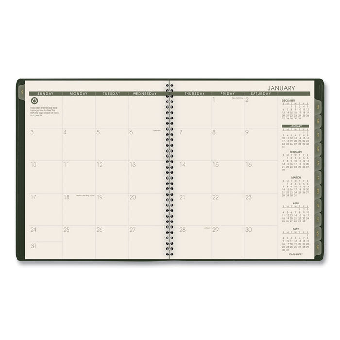 Recycled Monthly Planner, 11 x 8.88, Green, 2020-2021