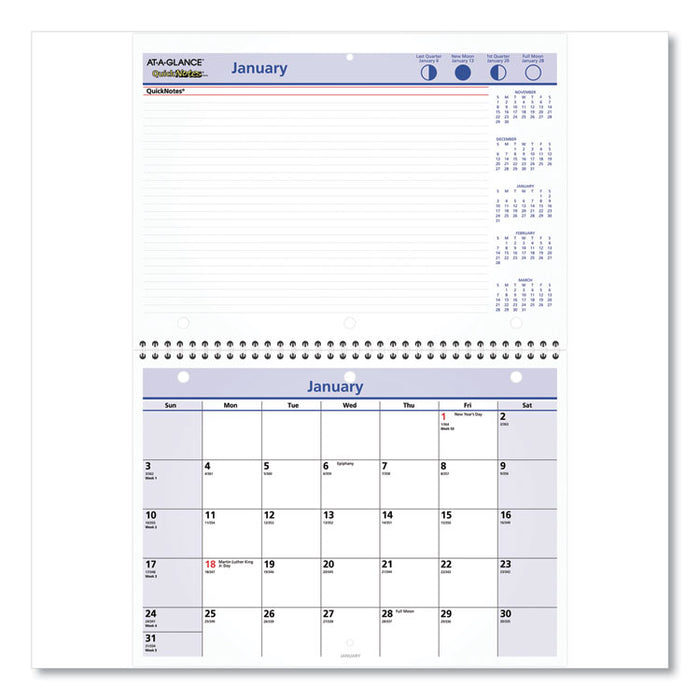 QuickNotes Desk/Wall Calendar, 11 x 8, 2020