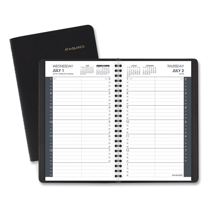 Daily Appointment Book with 15-Minute Appointments, 8 x 5, Black, 2020-2021
