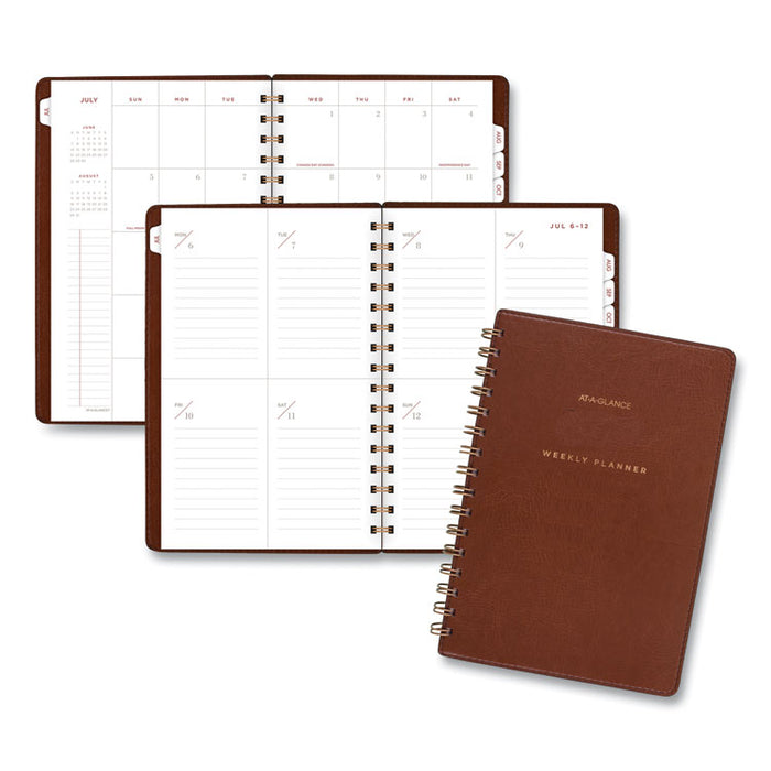 Signature Collection Academic Planner, 8.5 x 5.5, Distressed Brown,2020-2021