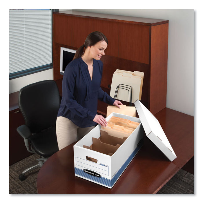 STOR/FILE Medium-Duty Storage Boxes with Dividers, Letter Files, 12.88" x 25.38" x 10.25", White/Blue, 12/Carton