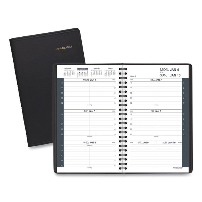 Weekly Block Format Appointment Book Ruled for Hourly Appointments, 8.5 x 5.5, Smooth Black Cover, 12-Month(Jan to Dec): 2023