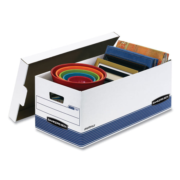 STOR/FILE Medium-Duty Storage Boxes, Letter Files, 12.88" x 25.38" x 10.25", White/Blue, 12/Carton