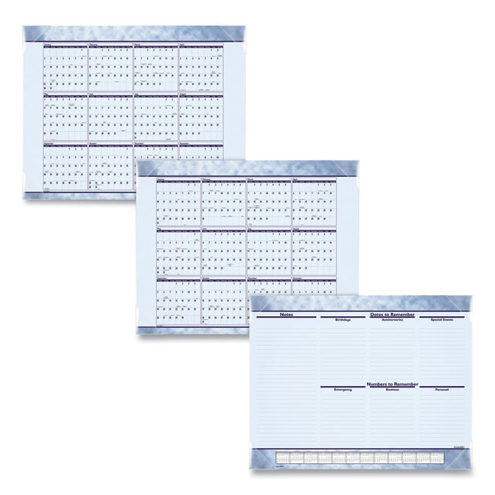 Slate Blue Desk Pad, 22 x 17, White Sheets, Clear Corners, 12-Month (Jan to Dec): 2023