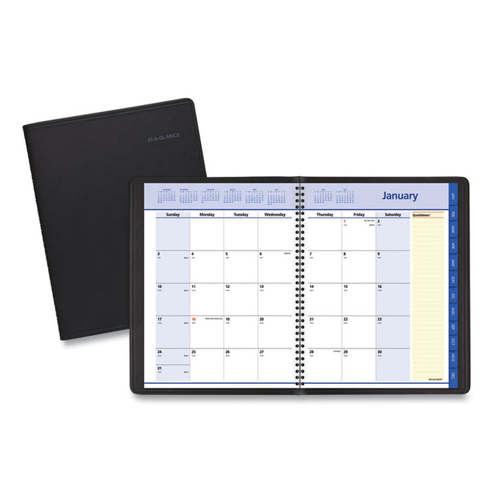QuickNotes Monthly Planner, 11 x 8.25, Black Cover, 12-Month (Jan to Dec): 2023