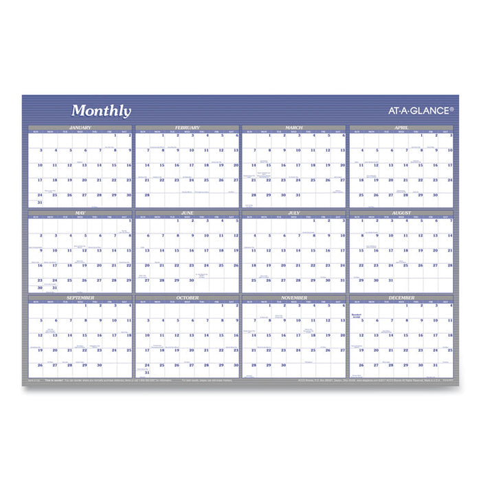 Vertical/Horizontal Erasable Quarterly/Monthly Wall Planner, 24 x 36, White/Blue Sheets, 12-Month (Jan to Dec): 2023