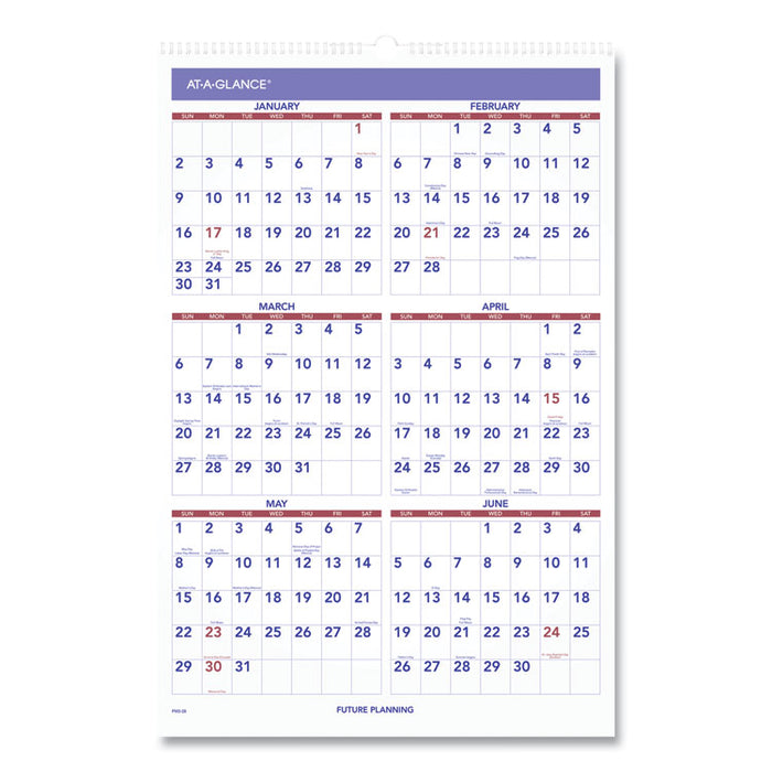 Monthly Wall Calendar with Ruled Daily Blocks, 15 1/2 x 22 3/4, White, 2020