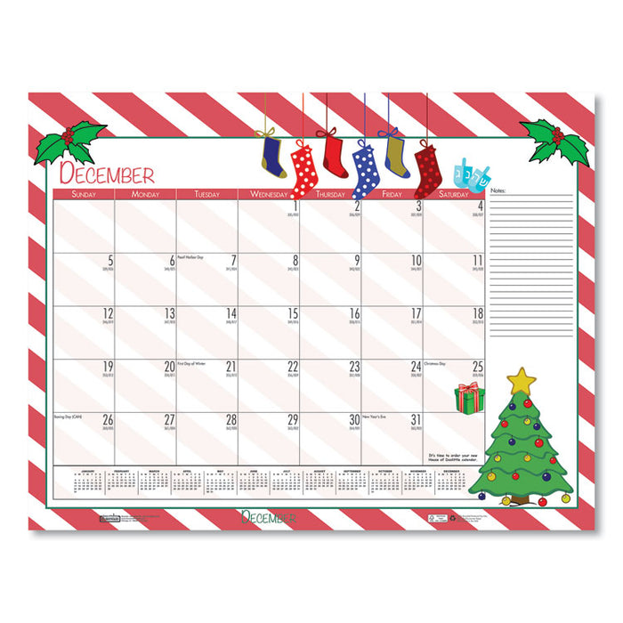 Recycled Desk Pad Calendar, Earthscapes Seasonal Artwork, 22 x 17, Black Binding/Corners,12-Month (Jan to Dec): 2023