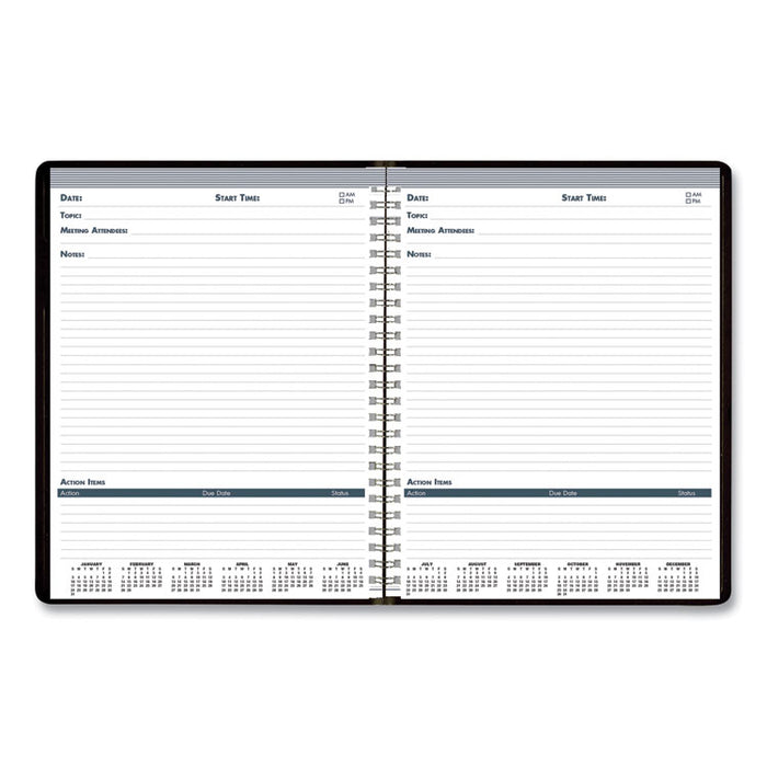 Recycled Meeting Note Planner, 11 x 8.5, Black Cover, 12-Month (Jan to Dec): 2023