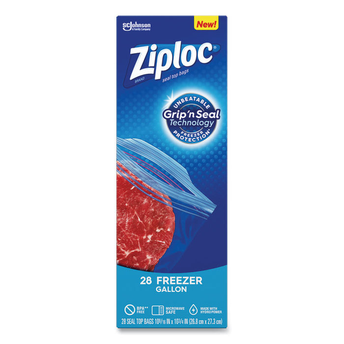 Zipper Freezer Bags, 1 gal, 2.7 mil, 9.6" x 12.1", Clear, 28/Box, 9 Boxes/Carton