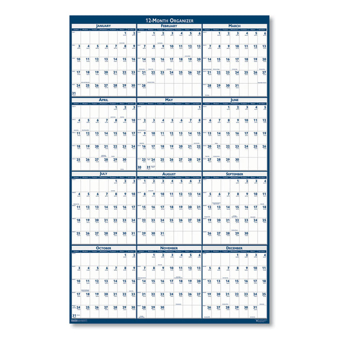 Recycled Poster Style Reversible/Erasable Yearly Wall Calendar, 32 x 48, 2020