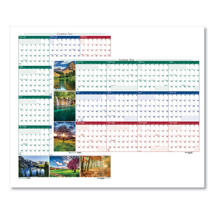 Earthscapes Recycled Reversible/Erasable Yearly Wall Calendar, Nature Photos, 32 x 48, White Sheets, 12-Month (Jan-Dec): 2023