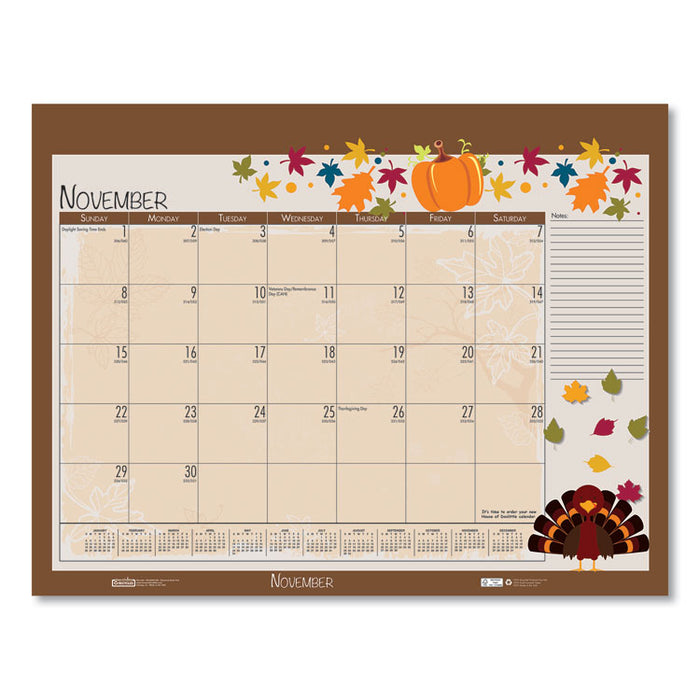 Recycled Desk Pad Calendar, Earthscapes Seasonal Artwork, 22 x 17, Black Binding/Corners,12-Month (July-June): 2022-2023