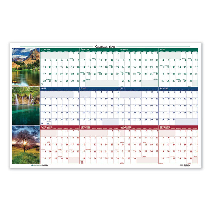 Earthscapes Recycled Reversible/Erasable Yearly Wall Calendar, Nature Photos, 18 x 24, White Sheets, 12-Month (Jan-Dec): 2023