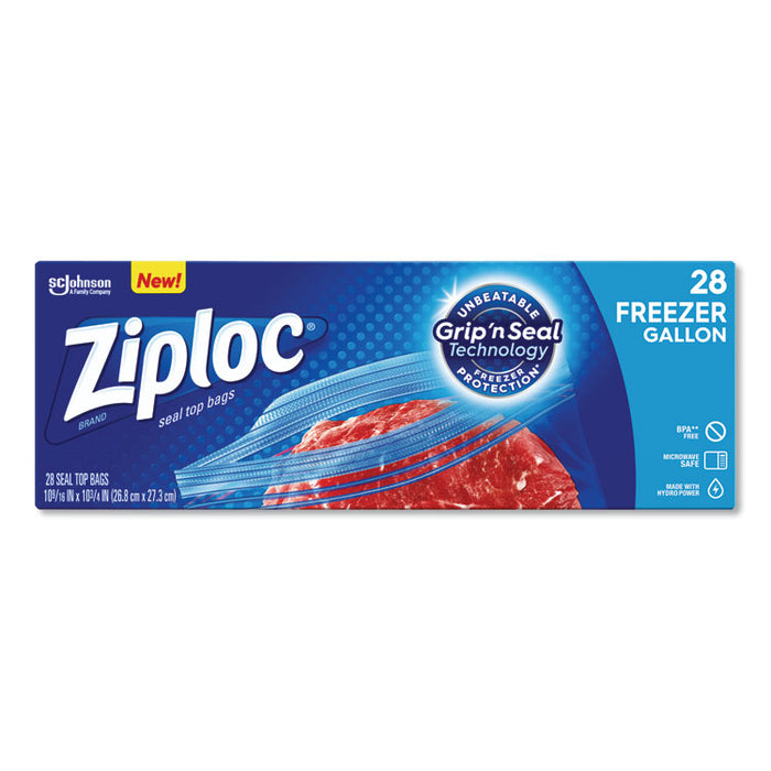 Zipper Freezer Bags, 1 gal, 2.7 mil, 9.6" x 12.1", Clear, 28/Box, 9 Boxes/Carton