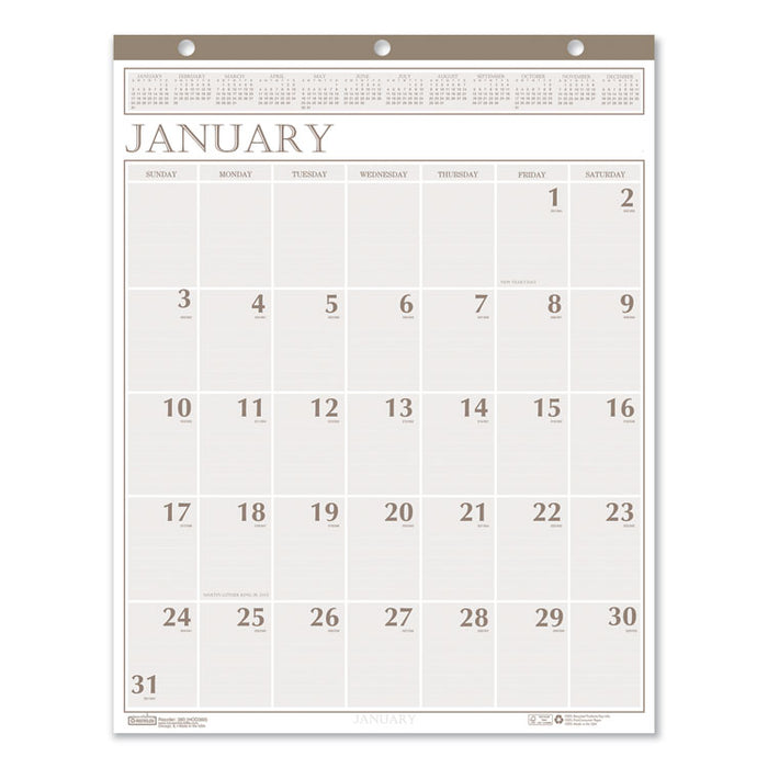 Large Print Recycled Monthly Wall Calendar, 20 x 26, Beige Sheets, 12-Month (Jan to Dec): 2023