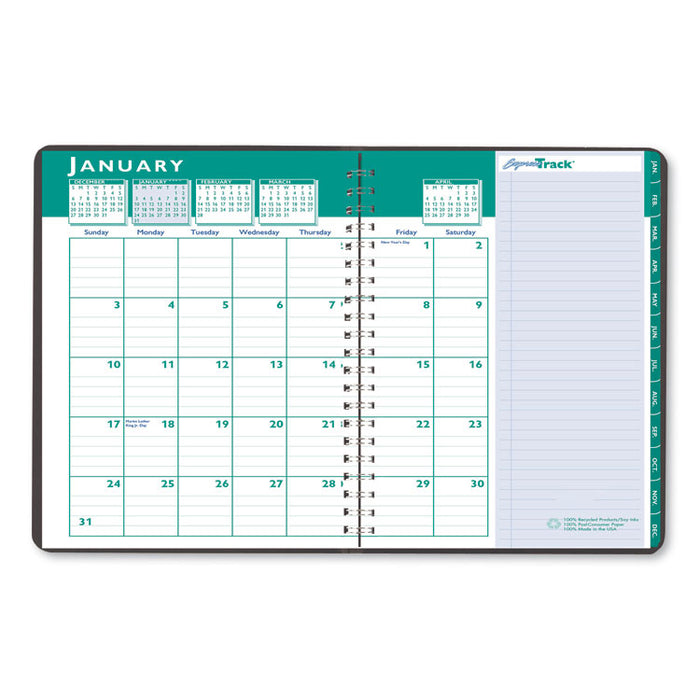 Express Track Recycled Weekly Appointment Book/Monthly Planner, 8 x 5, Black Cover, 13-Month (Jan to Jan): 2023 to 2024