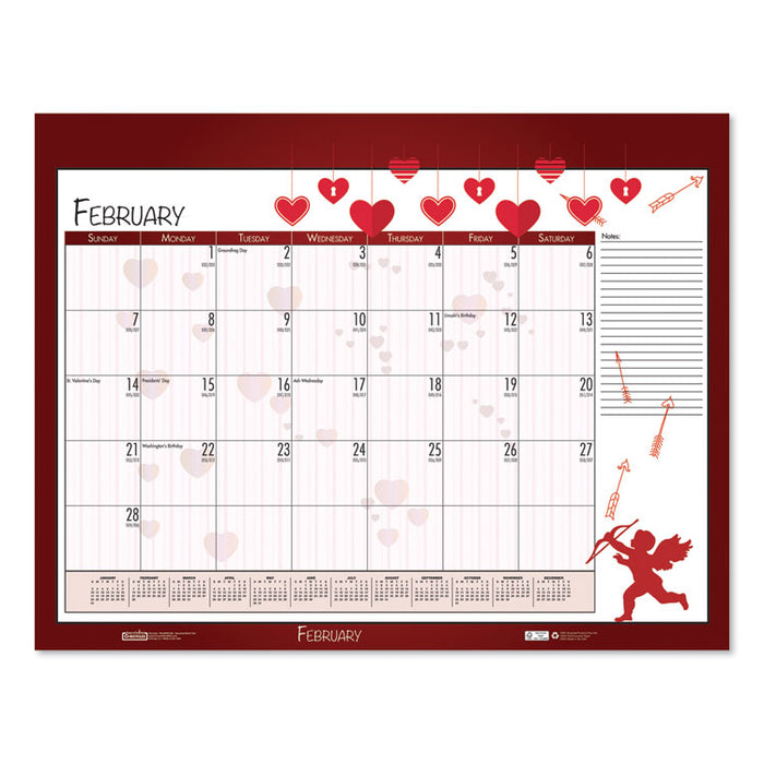 Recycled Desk Pad Calendar, Earthscapes Seasonal Artwork, 22 x 17, Black Binding/Corners,12-Month (Jan to Dec): 2023
