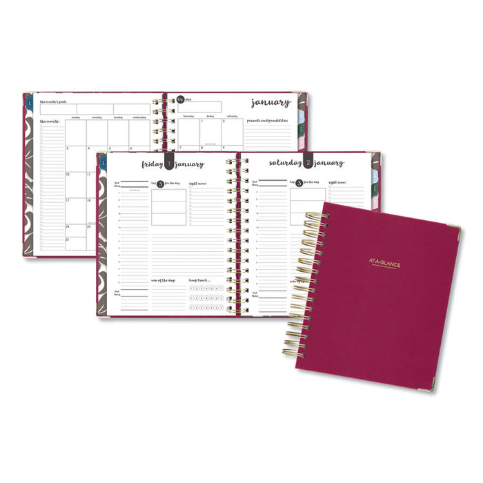 Harmony Daily Hardcover Planner, 8.75 x 7, Berry Cover, 12-Month (Jan to Dec): 2023
