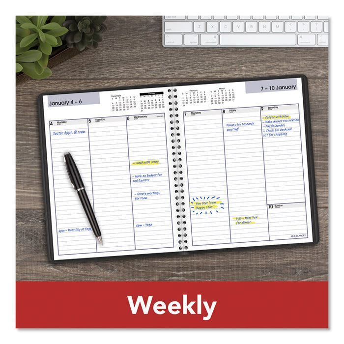 DayMinder Weekly Planner, Vertical-Column Format, 8.75 x 7, Black Cover, 12-Month (Jan to Dec): 2023