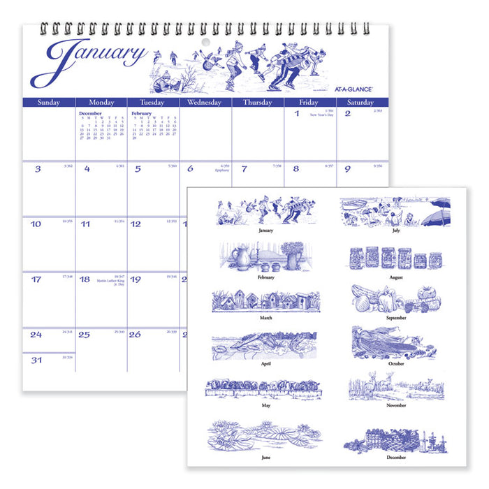 Illustratorâs Edition Wall Calendar, Victorian Illustrations Artwork, 12 x 12, White/Blue Sheets, 12-Month (Jan-Dec): 2023