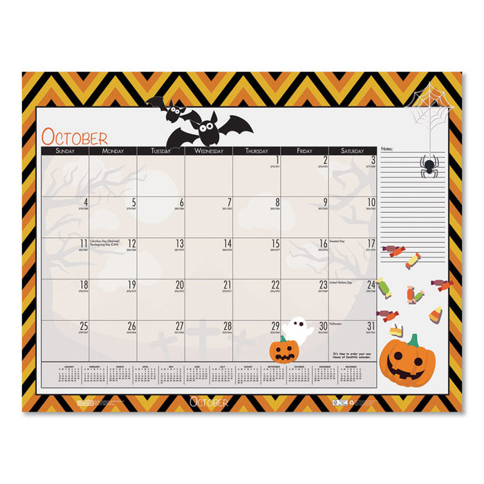 Recycled Desk Pad Calendar, Earthscapes Seasonal Artwork, 22 x 17, Black Binding/Corners,12-Month (July-June): 2022-2023