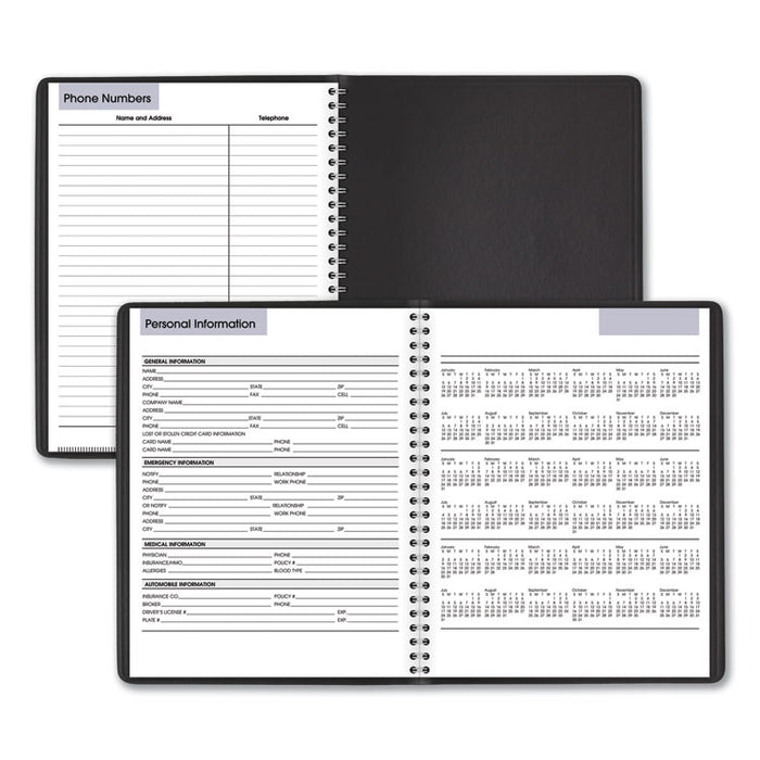 DayMinder Weekly Planner, Vertical-Column Format, 8.75 x 7, Black Cover, 12-Month (Jan to Dec): 2023