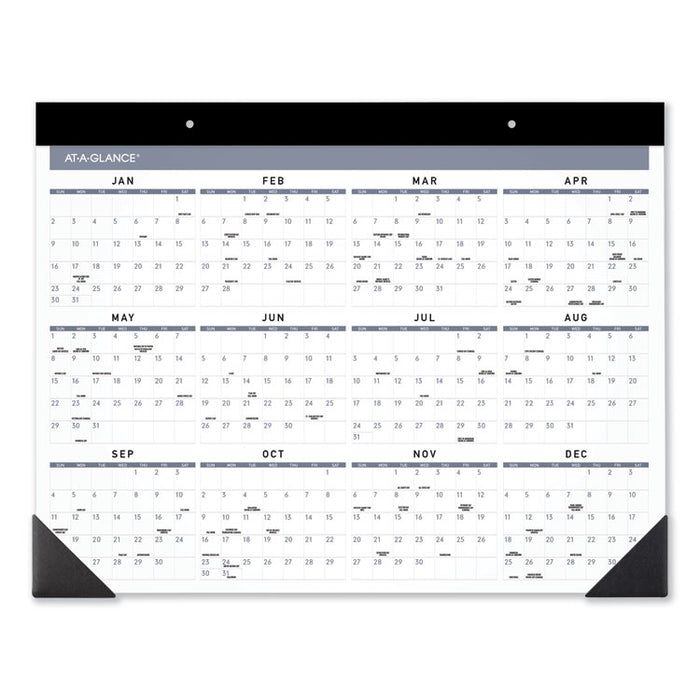 Contemporary Monthly Desk Pad, 22 x 17, White Sheets, Black Binding/Corners,12-Month (Jan to Dec): 2023
