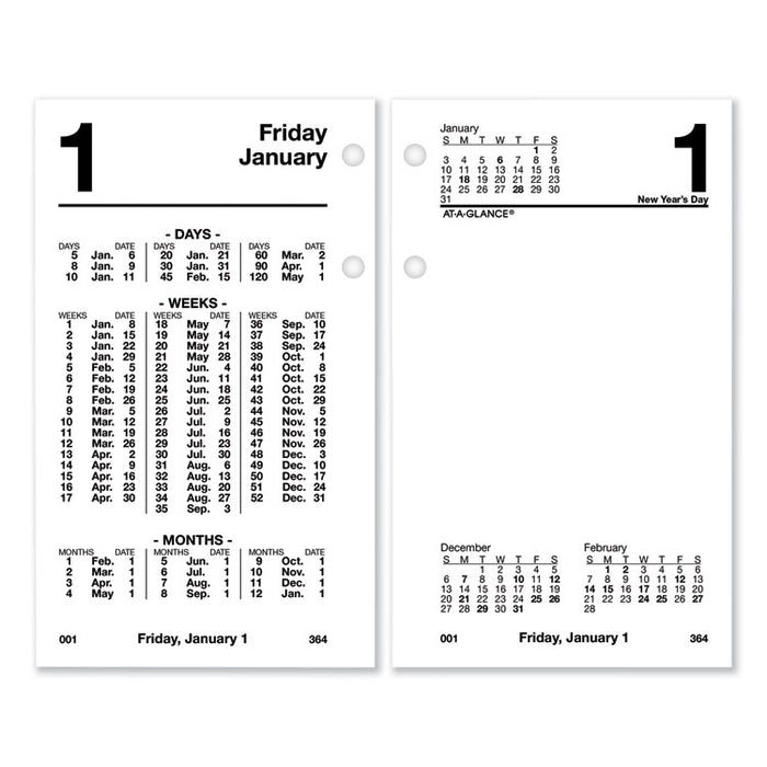 Financial Desk Calendar Refill, 3.5 x 6, White Sheets, 2023